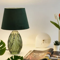 Pauleen Crystal Velvet bordlampe med glassfot
