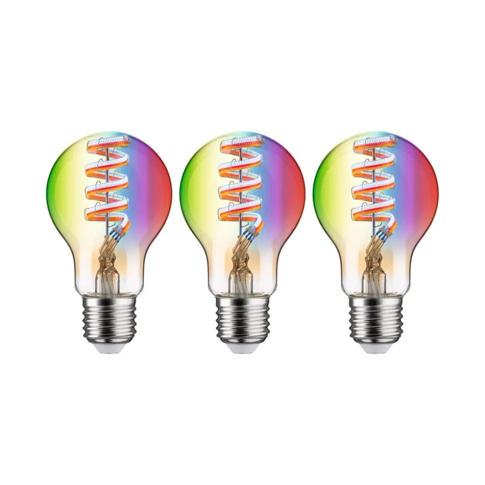 Paulmann LED-pære ZigBee E27 6,3W RGBW gull 3stk