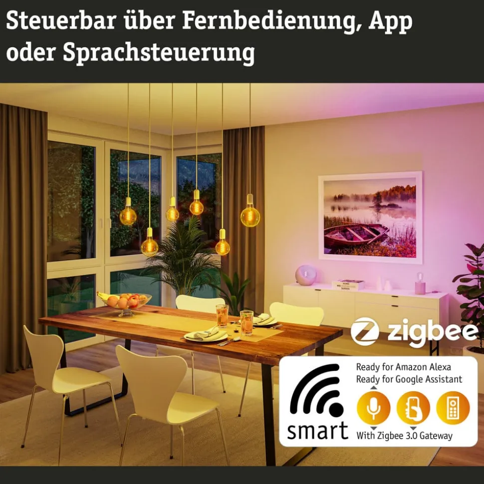 Paulmann LED-pære ZigBee E27 6,3W RGBW gull 3stk