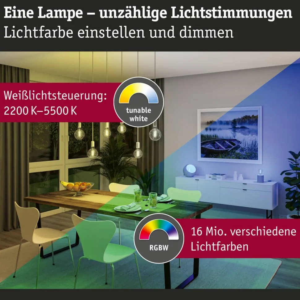 Paulmann LED-Rustika ZigBee E27 6,3W RGBW gull 3er