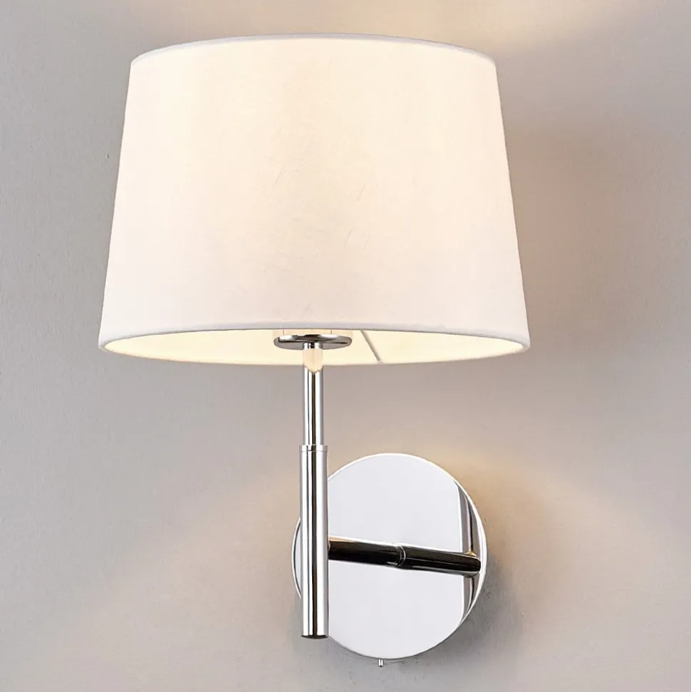 Pen vegglampe Dorothea med hvitt stoffskjerm