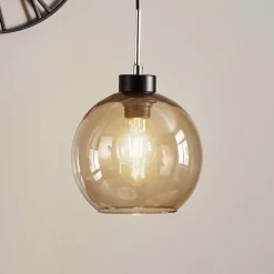 Pendellampe Gota med røykglasskjerm i kuleform