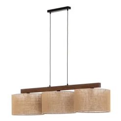 Pendellampe Juta, 3 lyskilder, bjelkeform