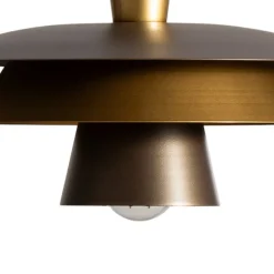 Pendellampe Plato, titanfarvet/gullfarvet, Ø 34 cm, stål