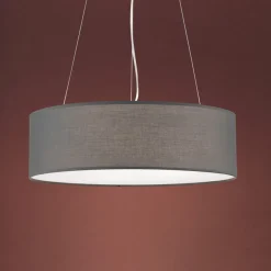 Pendellampe Ufo med grå skjerm i tekstil