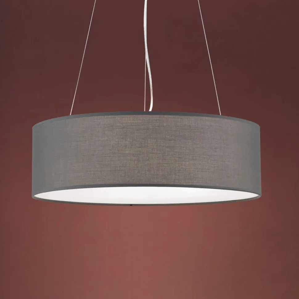 Pendellampe Ufo med grå skjerm i tekstil