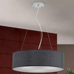 Pendellampe Ufo med grå skjerm i tekstil