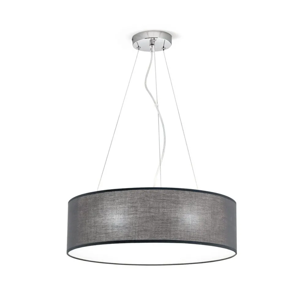 Pendellampe Ufo med grå skjerm i tekstil