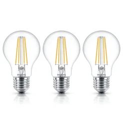 Philips Classic LED-pære E27 A60 7W 827 klar 3-er