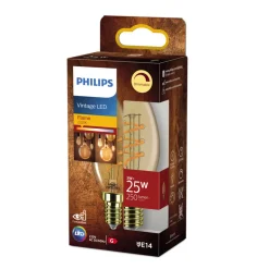 Philips E14 LED-lys C35 3W dimbar 2 200 K gull