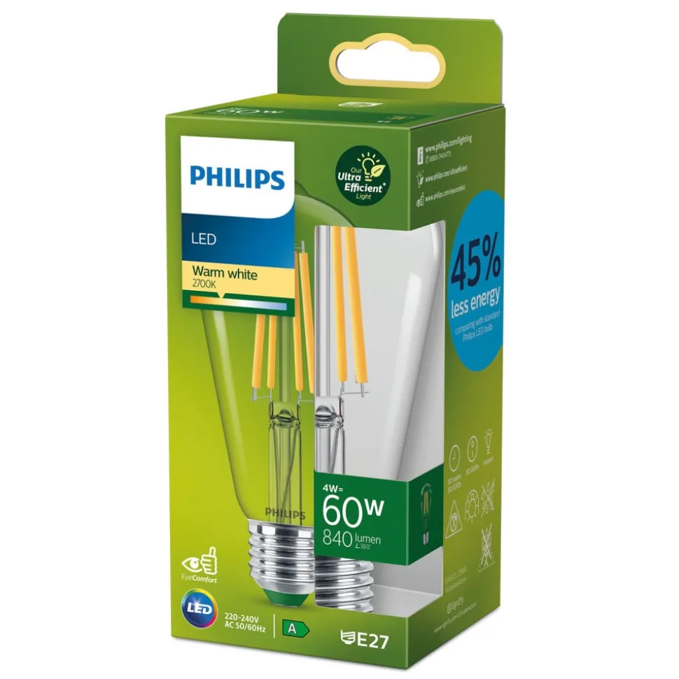 Philips E27 LED-pære ST64 4W 840lm 2 700 K klar