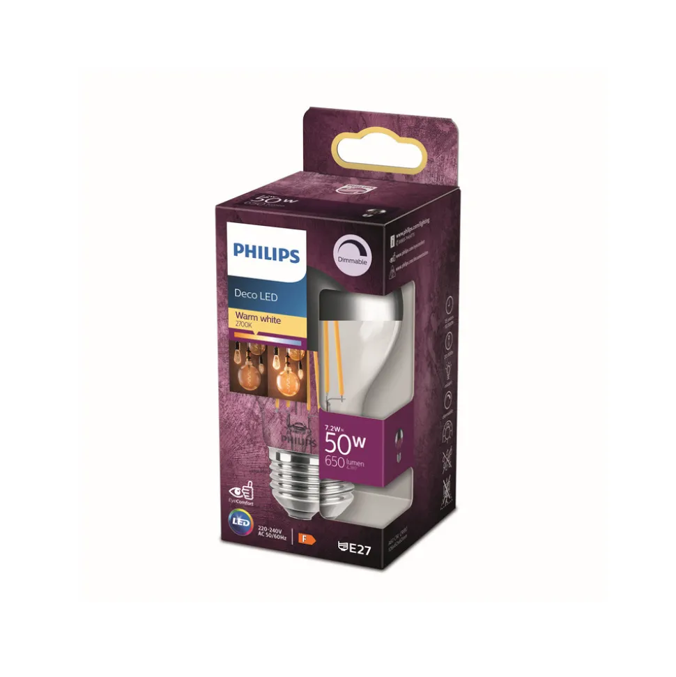 Philips E27 LED-toppspeilet lyspære 7,2W varmhvit