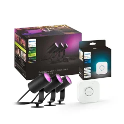 Philips Hue LED-spot Lily, sett med 3, bridge, RGB, CCT, IP65