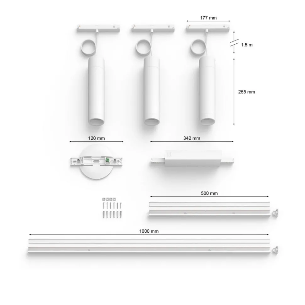 Philips Hue Perifo strømskinne, 3 LED-pendler, hvit