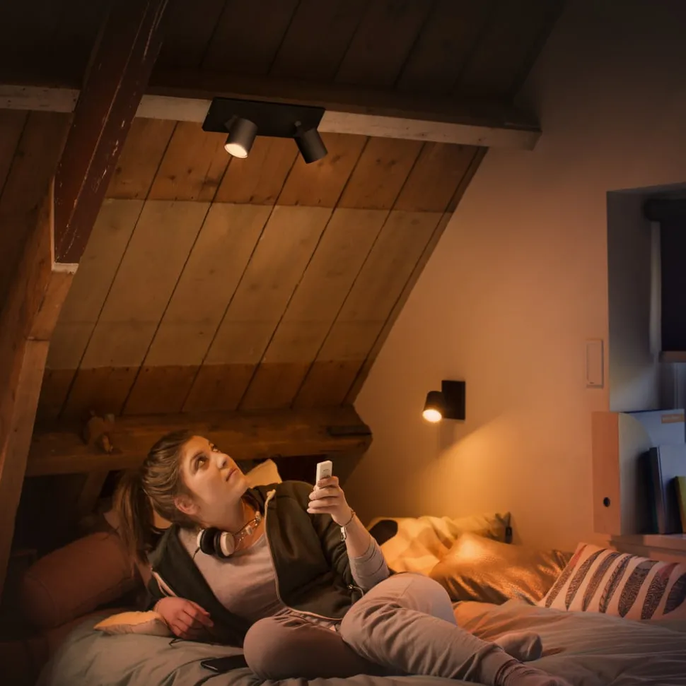 Philips Hue Runner LED-spot, 2 lyskilder, dimmerbryter, svart