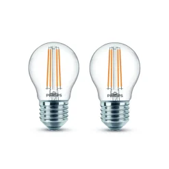 Philips LED-pære E27 P45 4,3W filament 2 700 K 2st
