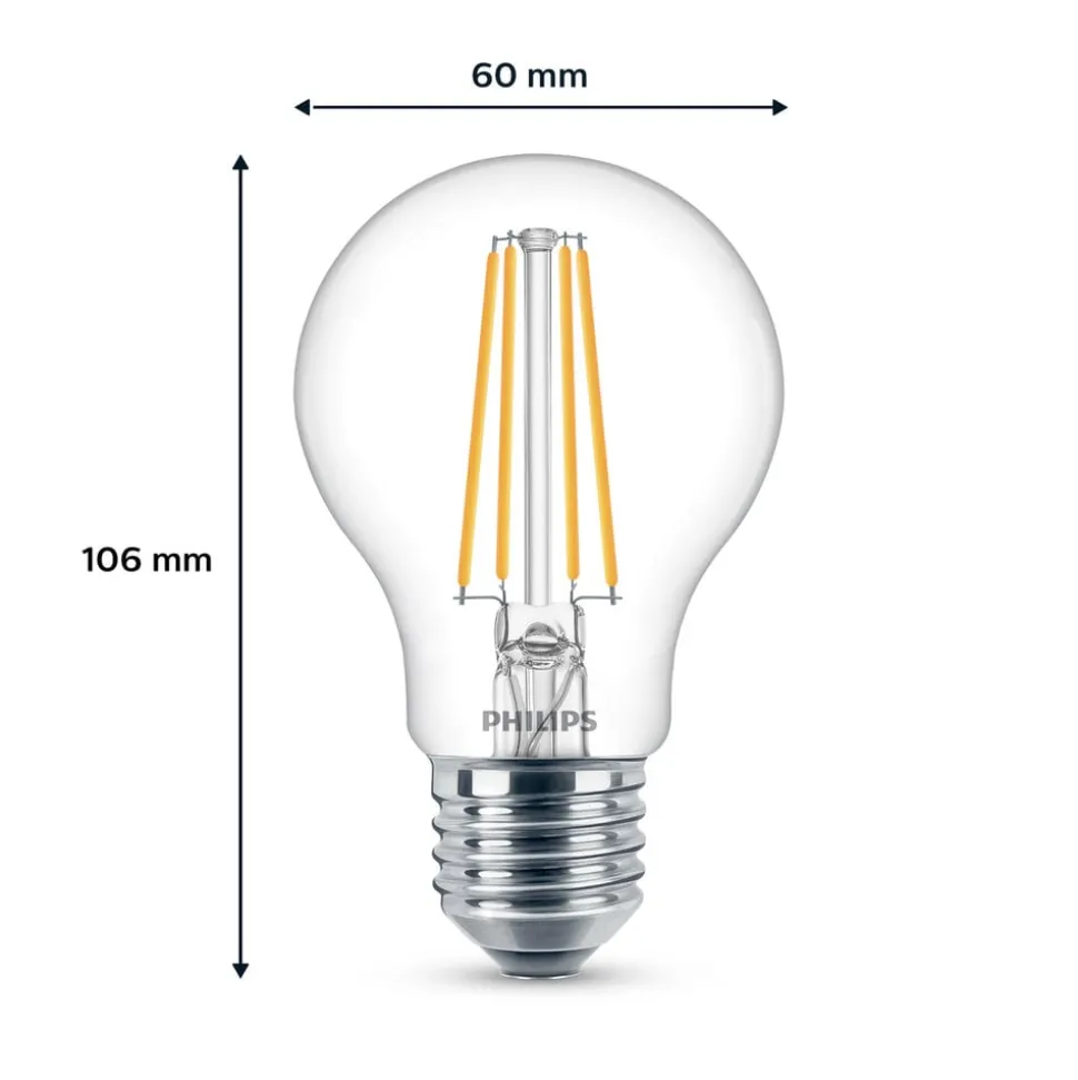 Philips LED-pære E27 7W 850lm 4 000 K klar 3stk