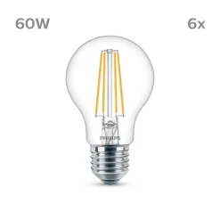 Philips LED-pære E27 7W 850lm 4 000 K klar 6stk