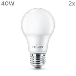 Philips LED-pære E27, 4,9W 470lm 2 700 K matt 2stk