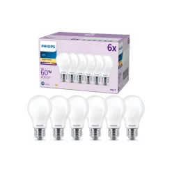 Philips LED-pære E27, 7W 806lm 2 700 K matt 6stk