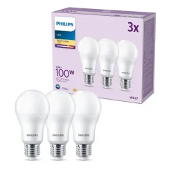 Philips LED-pære E27, 13W 1521lm 2 700 K matt 3stk