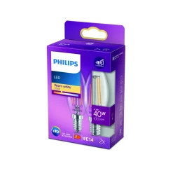 Philips LED-pære filament E14 4,3 W 2 700 K 2 stk