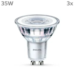 Philips LED-pære GU10 3,5W 275lm 840 klar 36° 3stk