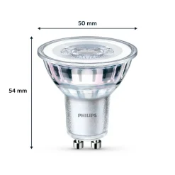 Philips LED-pære GU10 3,5W 275lm 840 klar 36° 6stk