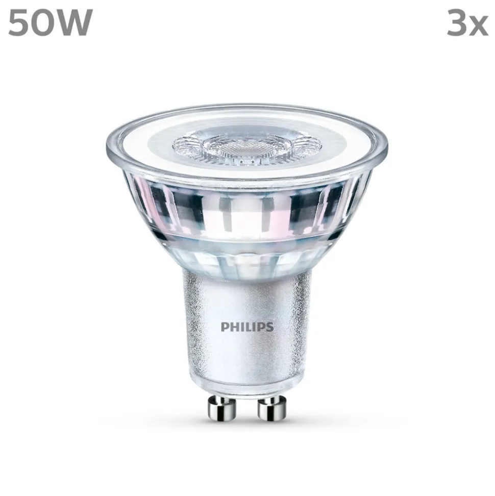 Philips LED-pære GU10 4,6W 390lm 840 klar 36° 3stk