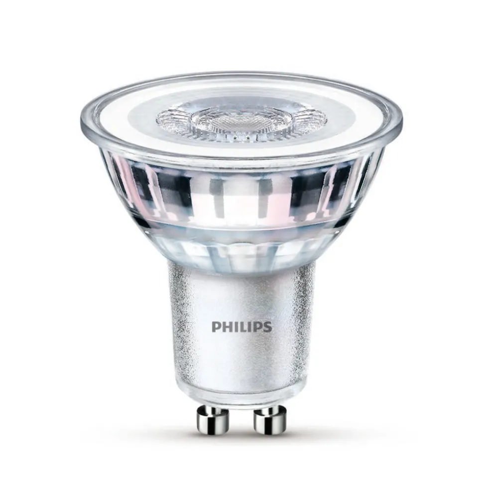 Philips LED-pære GU10 4,6W 355lm 827 klar 36° 3stk
