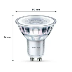 Philips LED-pære GU10 4,6W 355lm 827 klar 36° 3stk