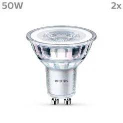 Philips LED-pære GU10 4,6W 390lm 840 klar 36° 2stk