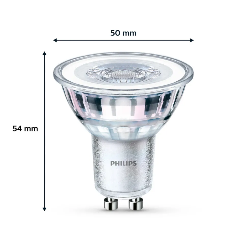 Philips LED-pære GU10 4,6W 390lm 840 klar 36° 2stk