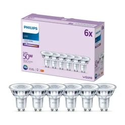 Philips LED-pære GU10 4,6W 390lm 840 klar 36° 6stk