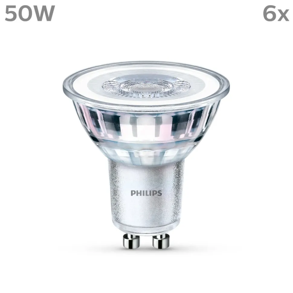 Philips LED-pære GU10 4,6W 390lm 840 klar 36° 6stk