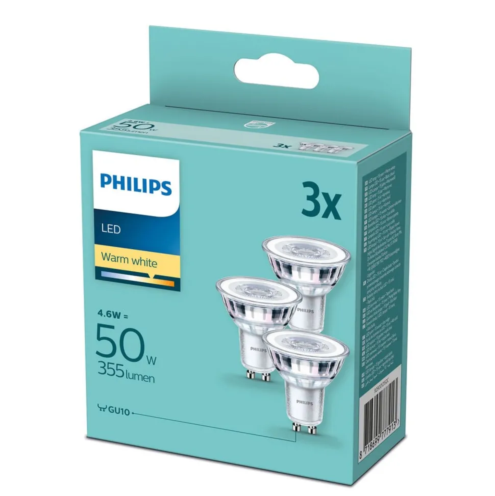 Philips LED-reflektor GU10 4,6W 2 700 K, 3-er-sett