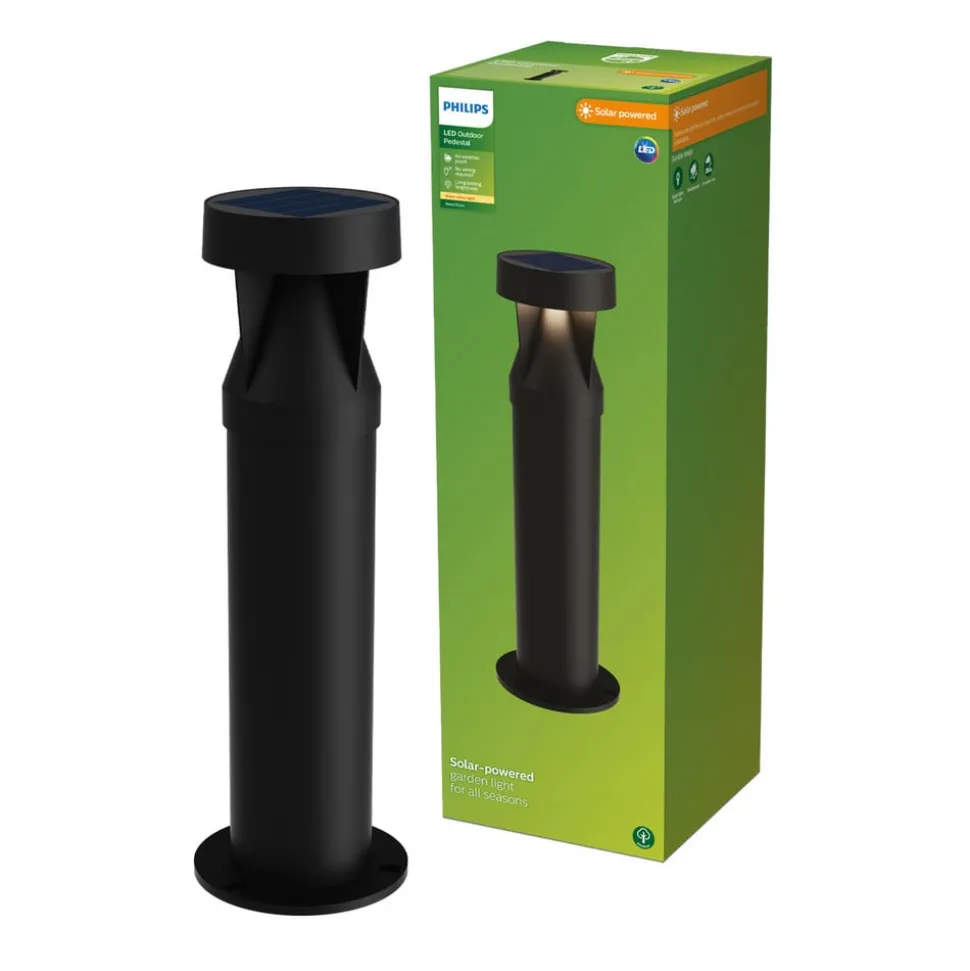 Philips LED-sokkellampe Avery, svart, IP44