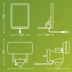 Philips LED-solcelledrevet utendørs spot Tylus, hvit, 3000 K, sensor