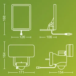 Philips LED-solcelledrevet utendørs spot Tylus, svart 3000K sensor