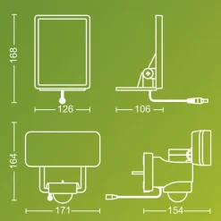 Philips LED-utendørs spot Tylus, svart 5.000K sensor