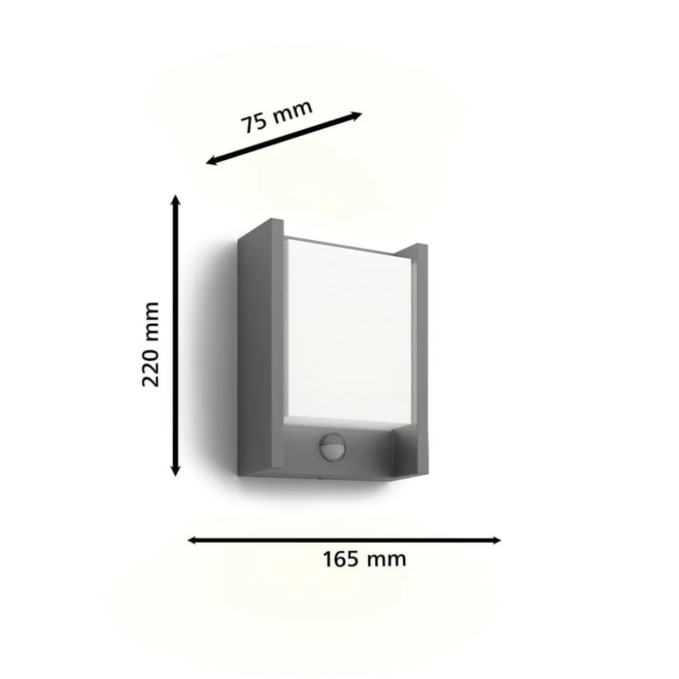 Philips LED-vegglampe Arbour UE, sensor, 2 700 K