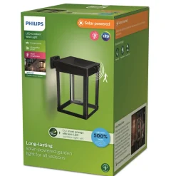 Philips LED-vegglampe Camill svart/klar, 14 x 14 cm