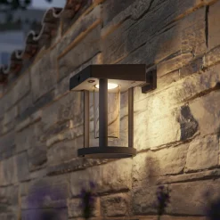 Philips LED-vegglampe Camill, svart/klar, Ø 14 cm