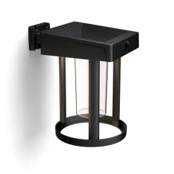 Philips LED-vegglampe Camill, svart/klar, Ø 14 cm