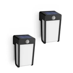 Philips LED-vegglampe Shroud, svart/opal, 2-pak