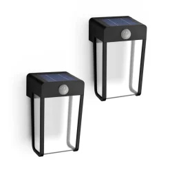 Philips LED-vegglampe Shroud, svart/klar, 2-pak