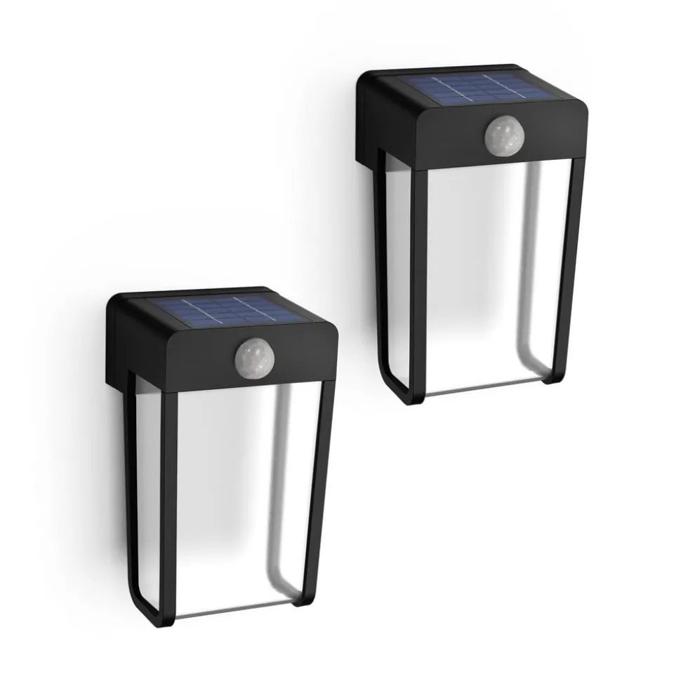 Philips LED-vegglampe Shroud, svart/klar, 2-pak