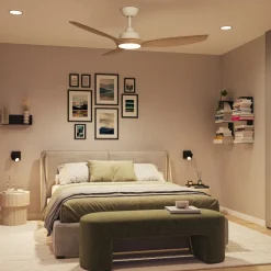 Philips LED-vifte Olas, Ø 132 cm, brun/hvit, stillegående