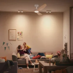 Philips LED-vifte Olas, Ø 132 cm, brun/hvit, stillegående