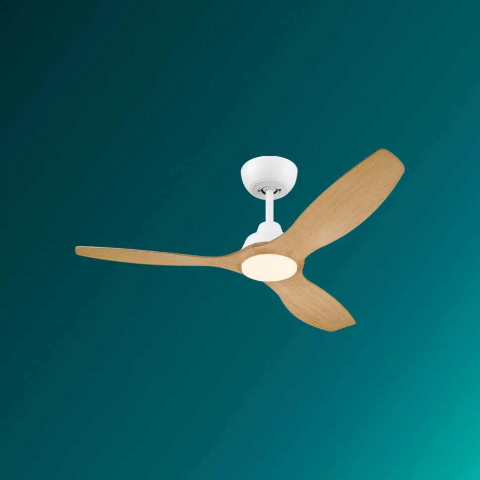 Philips LED-vifte Olas, Ø 132 cm, brun/hvit, stillegående